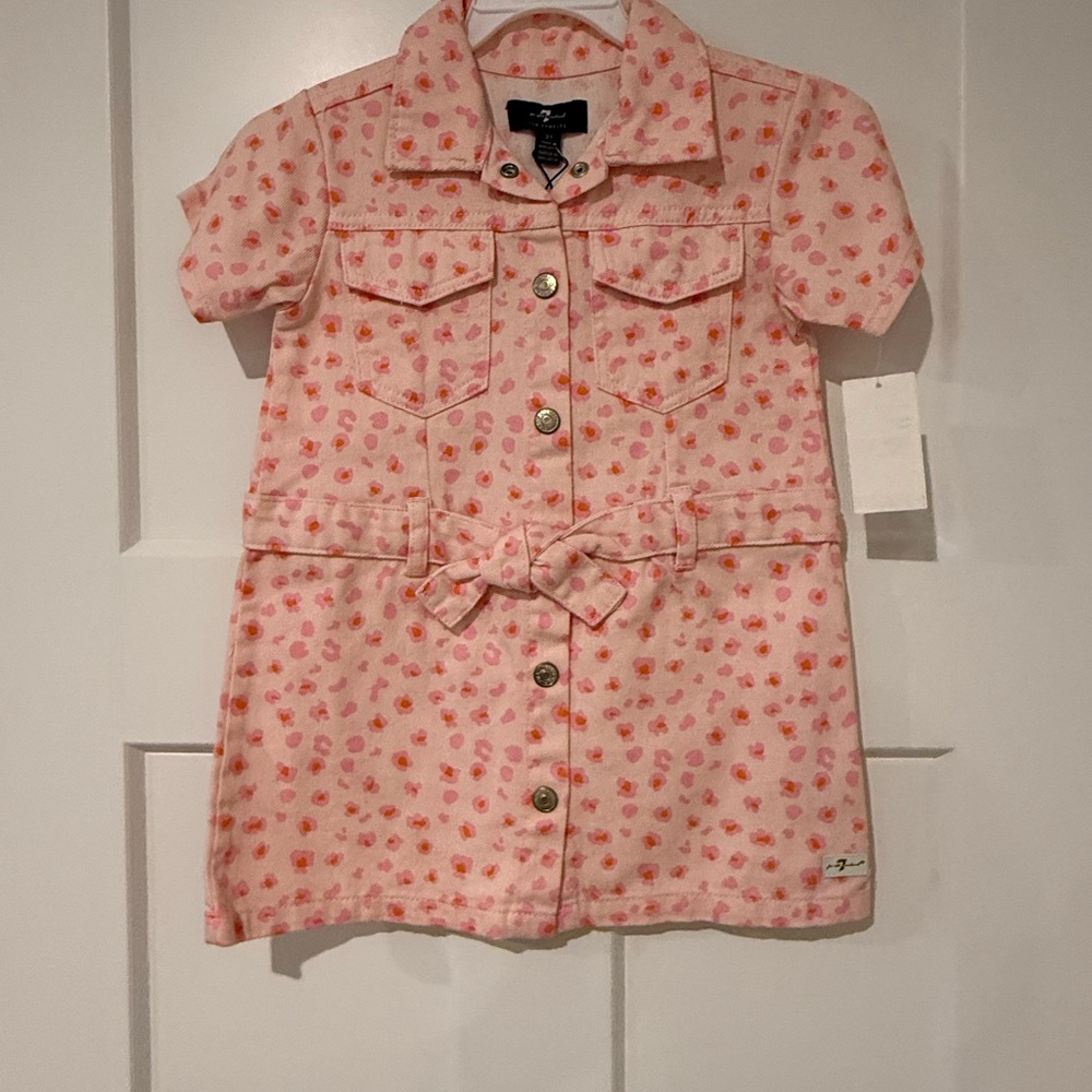 7 For All Mankind Pink Floral Button-Front Dress